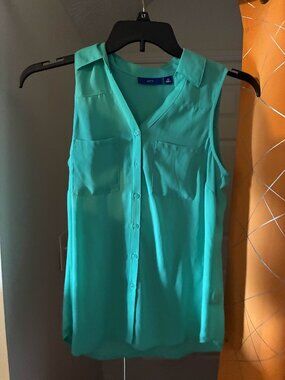 Teal Button Up Collared Vest - XS